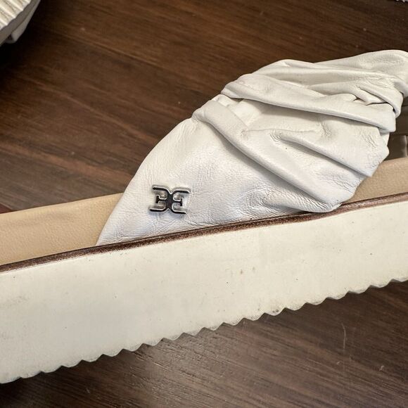 Sam Edelman Aida White Leather slip on sandal criss cross scrunchie Slides 9 M - Picture 6 of 7